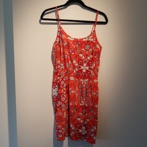 Red floral summer dress